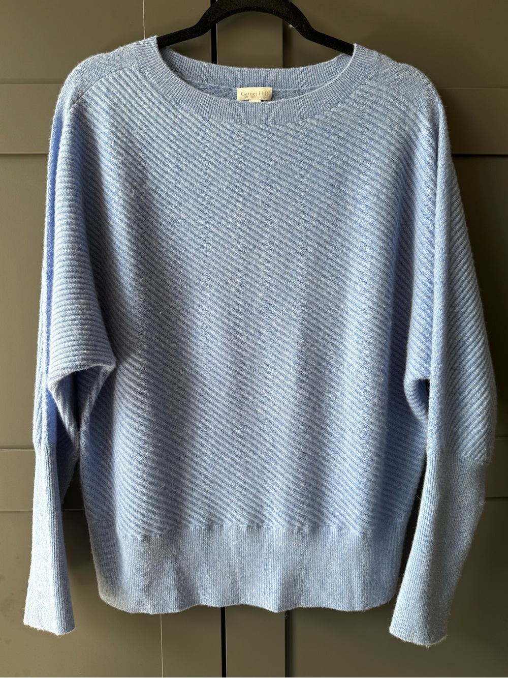 Garnet Hill L cashmere periwinkle sweater